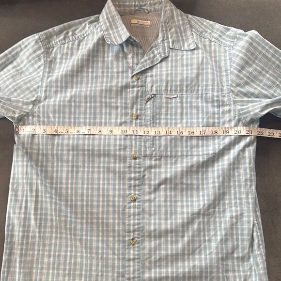 Men's Columbia Omni-Shade Blue Checkered Short Sleeve Shirt Size M - Picture 10 of 11